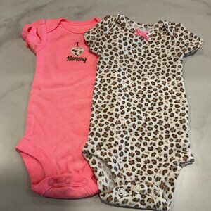 Newborn One-Piece - Set of 2 - Pink Leopard